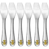 Gräwe Kindergabel 16 cm, 6-teilig, Edelstahl, kleine Gabel, mit Dschungel-Tiermotiven, kindgerecht, für Jungen und Mädchen, Geschenkidee für Kinder, Motiv Tiger