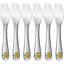 Gräwe Kindergabel 16 cm, 6-teilig, Edelstahl, kleine Gabel, mit Dschungel-Tiermotiven, kindgerecht, für Jungen und Mädchen, Geschenkidee für Kinder, Motiv Tiger