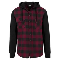 URBAN CLASSICS Hooded Checked Flanell Sweat Sleeve Shirt -