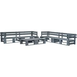 vidaXL 6-tlg. Garten-Sofagarnitur aus Paletten Holz Grau