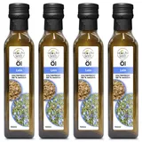 4x100 ml Leinöl Leinsamenöl Health Seed® - Ungefiltert Kaltgepresst Glasflasche