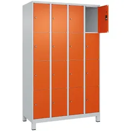 C+P Fächerschrank ""Classic Plus"", 4 Fächer übereinander, Abteilbreite 30 cm, mit Füßen, Reinorange (RAL 2004), 195x120x50 cm/ 16 Fächer