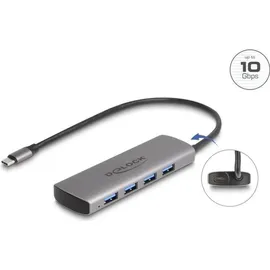 DeLock USB 10 Gbps 4 Port Typ-A Hub - Grau