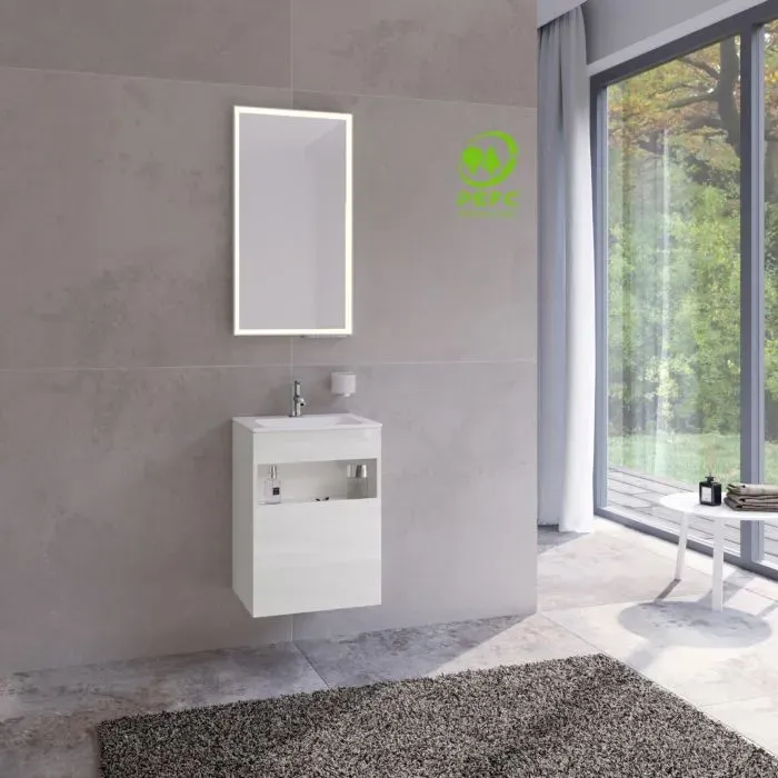 Keuco Stageline Waschtisch-Unterschrank 32822300002 Dekor weiß, Glas weiß klar, 46x62,5x38cm, ohne Elektrik, rechts