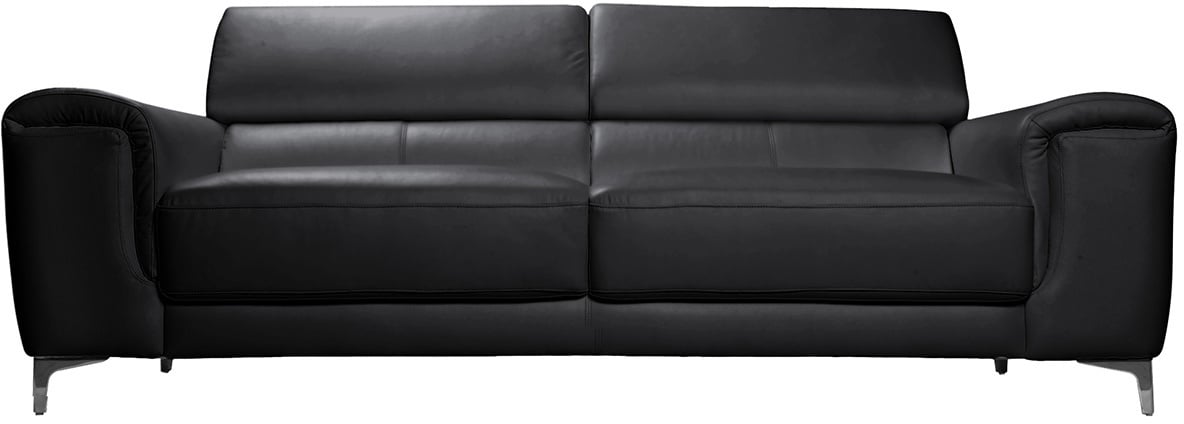 Design-Ledersofa 3 Plätze mit Kopfstück zur Entspannung Schwarz NEVADA - Büffelleder