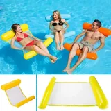 Gelb) Mehrzweck-Schwimmhängematte, aufblasbarer Poolschwimmer 4-in-1-Schwimmliege-Wasserhängematte, faltbare schwimmende Hängematte, tragbarer