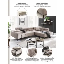 Home Affaire Ecksofa HOME AFFAIRE "Ancona New, wahlweise motorische Sitztiefenverstellung, auch in Cord", beige (taupe), B:321cm T:216cm, 100% Polyester, Sofas, Ecksofa, feine Steppung, mit Kopfteilverstellung, 3 Zierkissen, L-Form