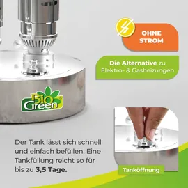 Bio Green BioGreen Paraffin Gewächshausheizung "Warmax Power 5" aus Edelstahl 600 Watt - 40 % längere Brenndauer - Silber