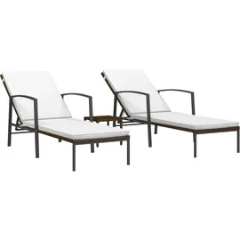 furnicato Sonnenliegen 2 Stück 195 x 60 x 95 cm Braun