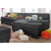 DOMO collection Ecksofa "Norma Top, elegant, flache Armlehnen, bequem, Breite 268cm, L-Form", schwarz, B:268cm H:74cm T:153cm, Struktur (90% Polyester, 10% Polyacryl);Mosel Struktur (100% Polyester);Kunstleder SOFTLUX;Microfaser-PRIMABELLE (100% Polyester);NaturLEDER in