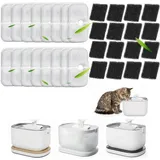 16+16 Stück Katzenbrunnen Filter Dockstream Trinkbrunnen für Katze PLWF005/PLWF105/PLWF115, 16 Filter + 16 Schwämme Ersatzkit Trinkbrunnen Ersatzfilter für Katzentrinkbrunnen