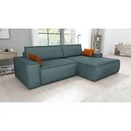 A&J MöbelLand Ecksofa TOR mit Schlaffunktion. Farbe: Azur. - Blau