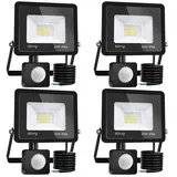 Blivrig 4 Stück 20 W LED-Strahler mit Bewegungsmelder, 2000 lm, LED-Außenstrahler mit Sensor, warmweiß (3000 K), wasserdicht, IP66, LED-Außenstrahler für Sicherheit, Garage, Flur