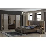 Garnitur Schlafzimmer Doppelbett Luxus Bett Modern Braun Set 4tlg Neu
