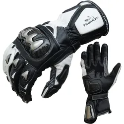 Motorradhandschuhe PROANTI Gr. M, schwarz-weiß (weiß, schwarz), Handschuhe, M, Obermaterial: 100% Rindsleder. Innenfutter: 100% Polyester, Racing Pro