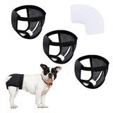 LATRAT 3 Pack Wiederverwendbare Hundewindeln mit 9 Hygienepad Waschbare, für Hündinnen bei Monatliche Blutung Waschbare Schutzhose umweltfreundliche(Schwarz ) (L)