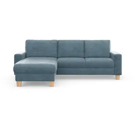 Home Affaire Ecksofa HOME AFFAIRE "Summer L-Form", blau (blau, grau), B:249cm H:91cm T:164cm, 100% Polyester, Sofas, Ecksofa, mit Recamiere, mit oder ohne Bettfunktion und Bettkasten, Cord-Bezug