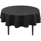 Hiasan Schwarz Wasserabweisend Tischdecke aus Polyester,Rund150cm,Anti-Falten Tischtuch,geeignet für Küche,Restaurant,Hochzeit