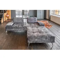 KAWOLA Sofa WIOLO Schlafsofa Daybed mit Hocker velvet anthrazit