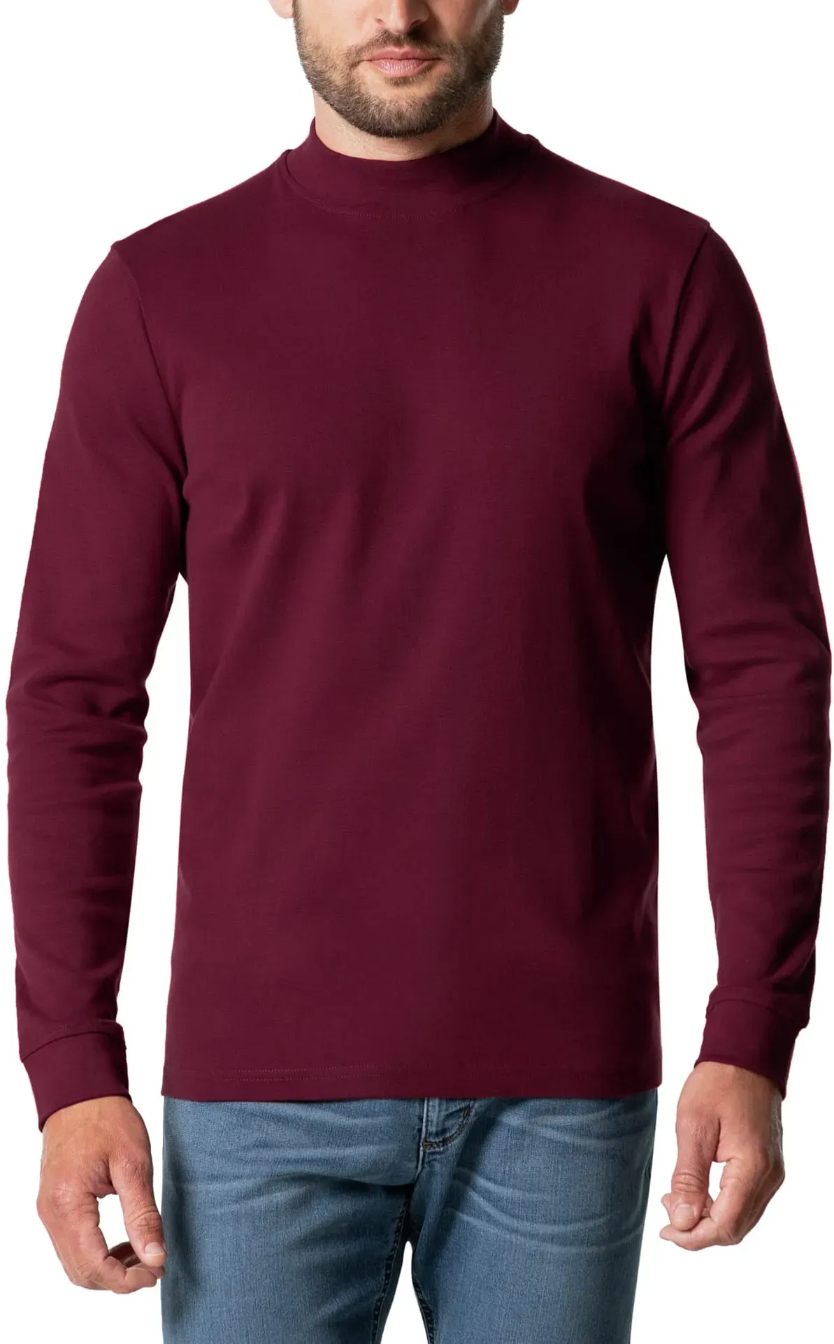 Walbusch Herren Langarm-Shirt Stehkragen Rot