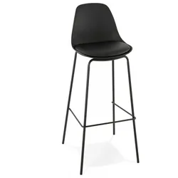 Barhocker mit Rückenlehne Metall Kunststoff | Industrie Barstuhl Polstersitz Kunstleder | Schwarzer Hocker Factory Stil | Kadima Design
