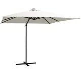 vidaXL Ampelschirm mit LED-Leuchten 250 x 250 cm sand