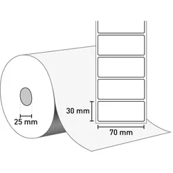 Versandetiketten für eBay Fulfillment - Primarigo® OPAK TD (Thermo Top) 70 mm x 30 mm / weiß / permanent / 25 mm Kern / 2.400 Etiketten je Rolle / gestanzt MKZ 31151