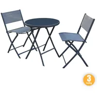 Glastischset Bistroset Balkonset mit 2 Stühlen & 1 Glastisch, 3-teilig