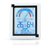 Intirilife Elektronisches Thermometer in WEISS - LCD Touch Thermometer mit Uhr Messgerät für Temperatur, Luftfeuchtigkeit umstellbar auf Fahrenhei