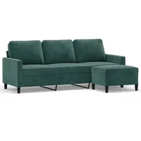 vidaXL 3-Sitzer-Sofa mit Hocker Dunkelgrün 180 cm Samt