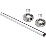 MKGT Runde Kleiderstangen-Set, 25 mm, poliertes Chromrohr, Schrank-Organizer + Endstützen und Schrauben, 1,3 m (1300 mm)