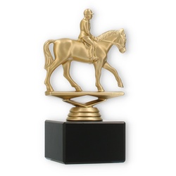 Pokal Kunststofffigur Reiter goldmetallic auf schwarzem Marmorsockel 15,3cm