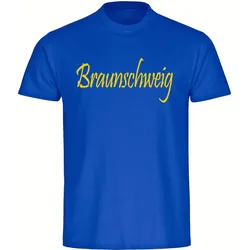 multifanshop Herren T-Shirt - Braunschweig - Schriftzug - Druck gelb - Männer