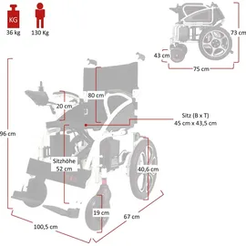 Antar Elektrischer Rollstuhl AT52304 kompakt weiß