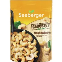 Seeberger Cashewkerne geröstet 12er Pack: Knackige Cashew Nüsse schonend veredelt - proteinreicher Powersnack ohne Salz, vegan (12 x 150 g)