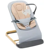 fillikid Babywippe Rocker mit 3 verstellbaren Positionen und Spielbügel mit Plüschfigur - Grau Beige