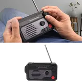 Tragbares Solar- Und Manuelles Notradio Am/fm/wb Mit Sos-led-licht Für Camping Und Outdoor-aktivitäten (abs/aluminium, 15 Cm, Schwarz)