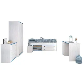 58 aufm Kessel KINDERZIMMER SET Parisot Smoozy 5-tlg. Holzdekor Kiefer Weiß/Blau