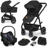 lionelo BIANKA Kinderwagen 3 in 1 bis 22 kg Babywanne Autositz, Zusammenlegbar, Reise-System, Einstellung der Rückenlehne, Räder 360 Stoßdämpfer, Verdeck XXL
