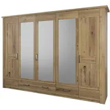 Kleiderschrank Massivholz Schlafzimmerkleiderschrank mit Spiegeln und Metallgriffen