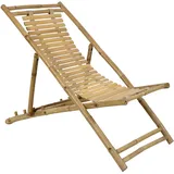 habeig Strandstuhl, Gartenstuhl, 113x60x75 cm Bambusholz, Liegestuhl, Gartenliege, Campingliege, Terrasse, bequem, nachhaltig