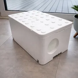 QLS Wetterfestes Katzenhaus aus Styropor 60x40x30 cm Katzenbett Outdoor Weiß 11415 – Weiß