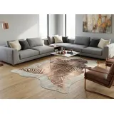 KUHFELL online & NOMAD Fellteppich Kuhfell Grau Beige mit Silber Gold & Kupfer Metallic Zebra Prägung braun