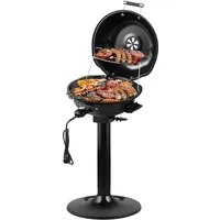 CUSIMAX Elektrogrill Standgrill mit Deckel und Standfuß, Regulierbare Temperatur und Fettauffangschale, 1600W Elektrischer Barbecue-Grill für Außennutzung, Balkon & Garten, Leichte Reinigung