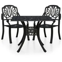 vidaXL 3-tlg Bistro-Set Aluminiumguss Schwarz