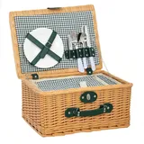 Outsunny Picknickkorb mit Isoliert Kühlfach, Besteck Set (Picknick Set für 2 Personen, 1 St., Picknickkoffer aus Weidenholz), für Camping Strand Weihnachten Hellbraun braun