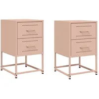 VidaXL Nachttische 2 Stk. Rosa 36x39x60,5 cm Stahl