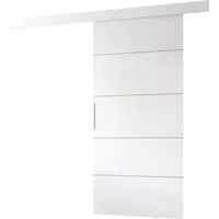 Minio, Schiebetür "CLEAN B", 76 cm, Zimmertür, mit silbernen Dekorelementen, Weiße Farbe - Weiß