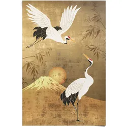Poster REINDERS "Kraniche", gold (farbe bild(er): goldfarben), B:61cm H:91,5cm T:0,1cm, Papier, Bilder