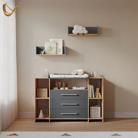 livinity® Wickelkommode Torino, Anthrazit/Sonoma, XL mit Schubladen
